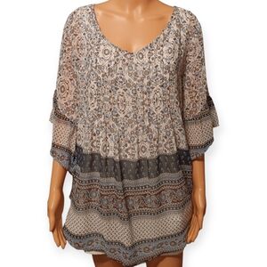 Style & Co. Women's Tunic - Blue and Cream Floral